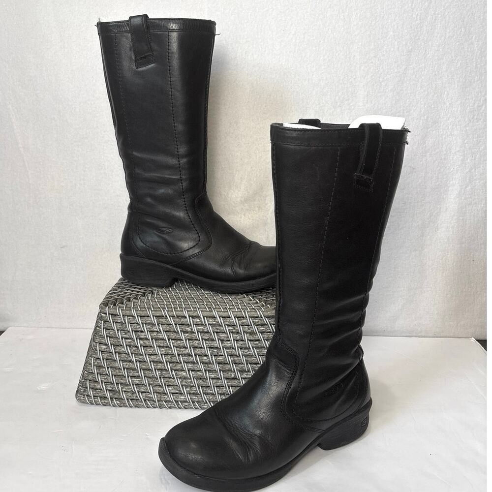 KEEN Tyretread Black Leather Tall Riding Boots Wmn’s Size 7.5 Waterproof